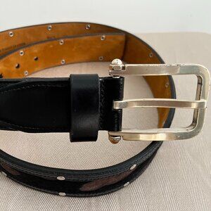 EUC REMO TULLIANI leather / hide belt in black / tan (34)